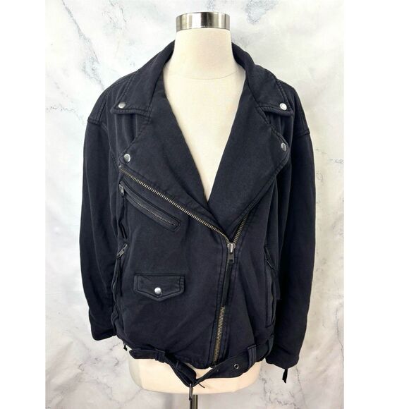 Free People Rebel Knit Moto Jacket XS zipup Black Grunge oversize We The Free - Picture 3 of 16